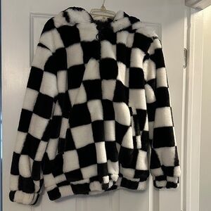 Checkered Faux Fur